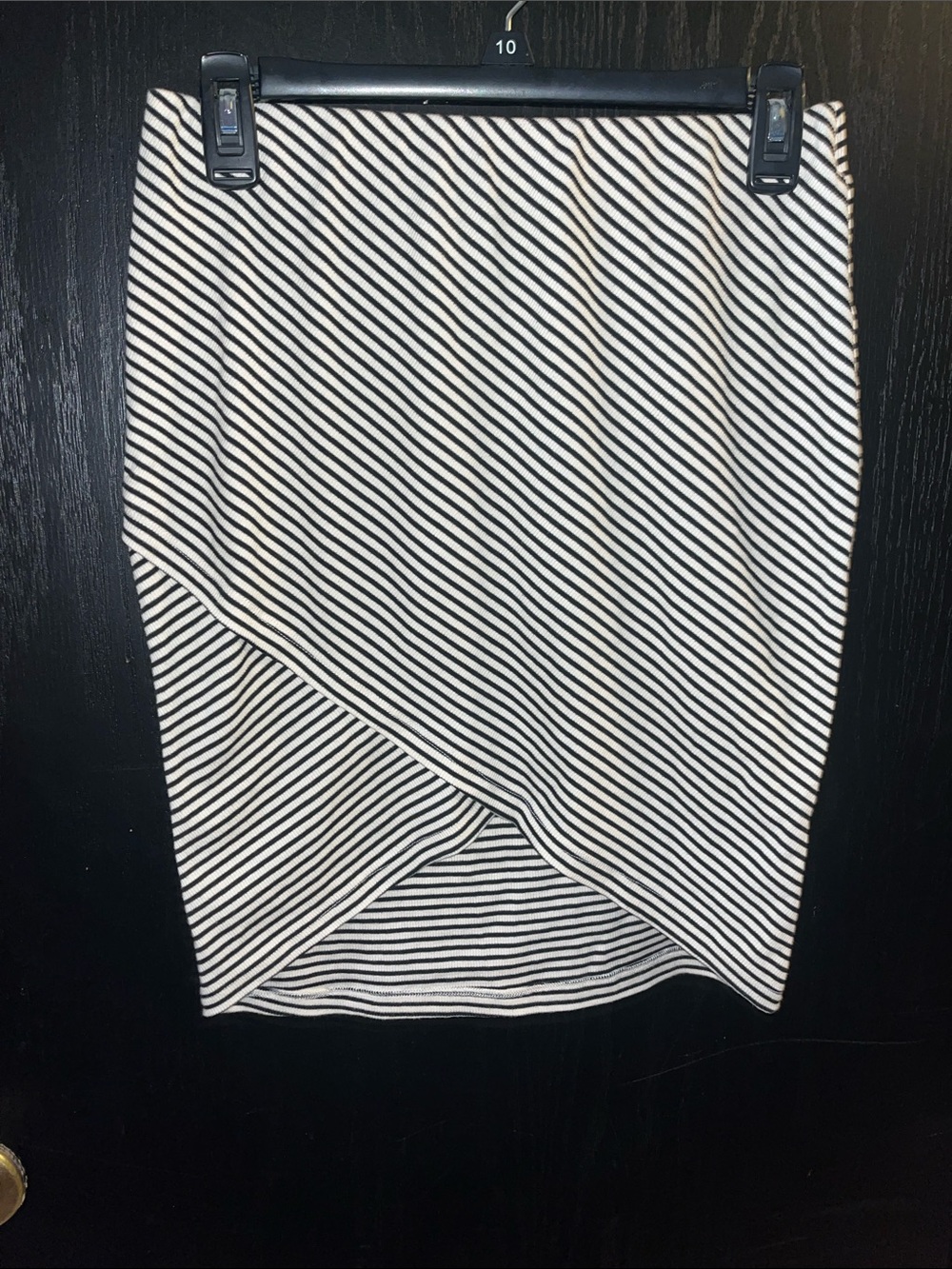 Lush Black and White Asymmetrical Striped Pencil Skirt